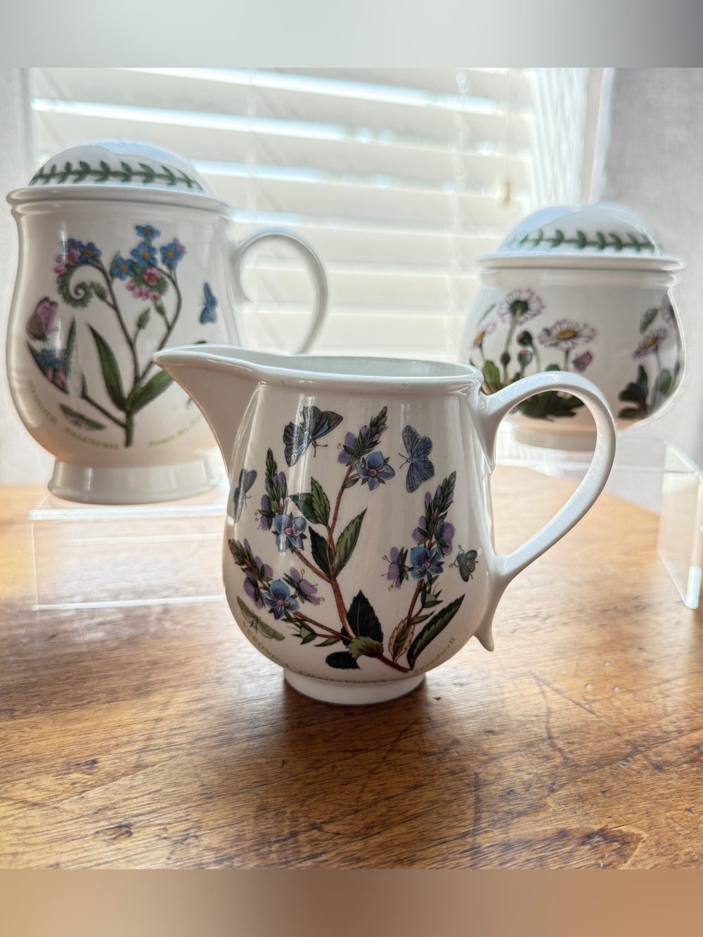 VTG Portmeirion Botanic Garden Sugar, Creamer & Canister Set | Made in England